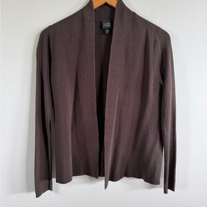 Eileen Fisher Chocolate Brown Open Front Knit Cardigan small
